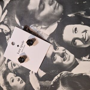 NWT 🖤 KATE SPADE 🖤 BLACK DIAMOND 🐈‍⬛  CZ & Gold STUD Earrings 🍾$49 R 🎁 GIFT